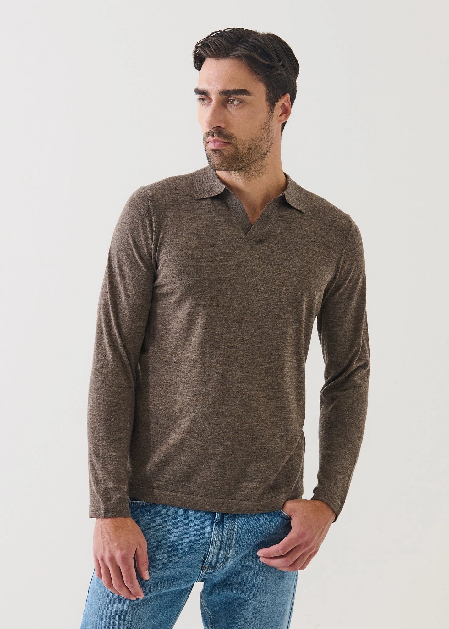 MoistureControlClothing Warm Outerwear 14GG XFINE MERINO OPEN COLLAR POLO