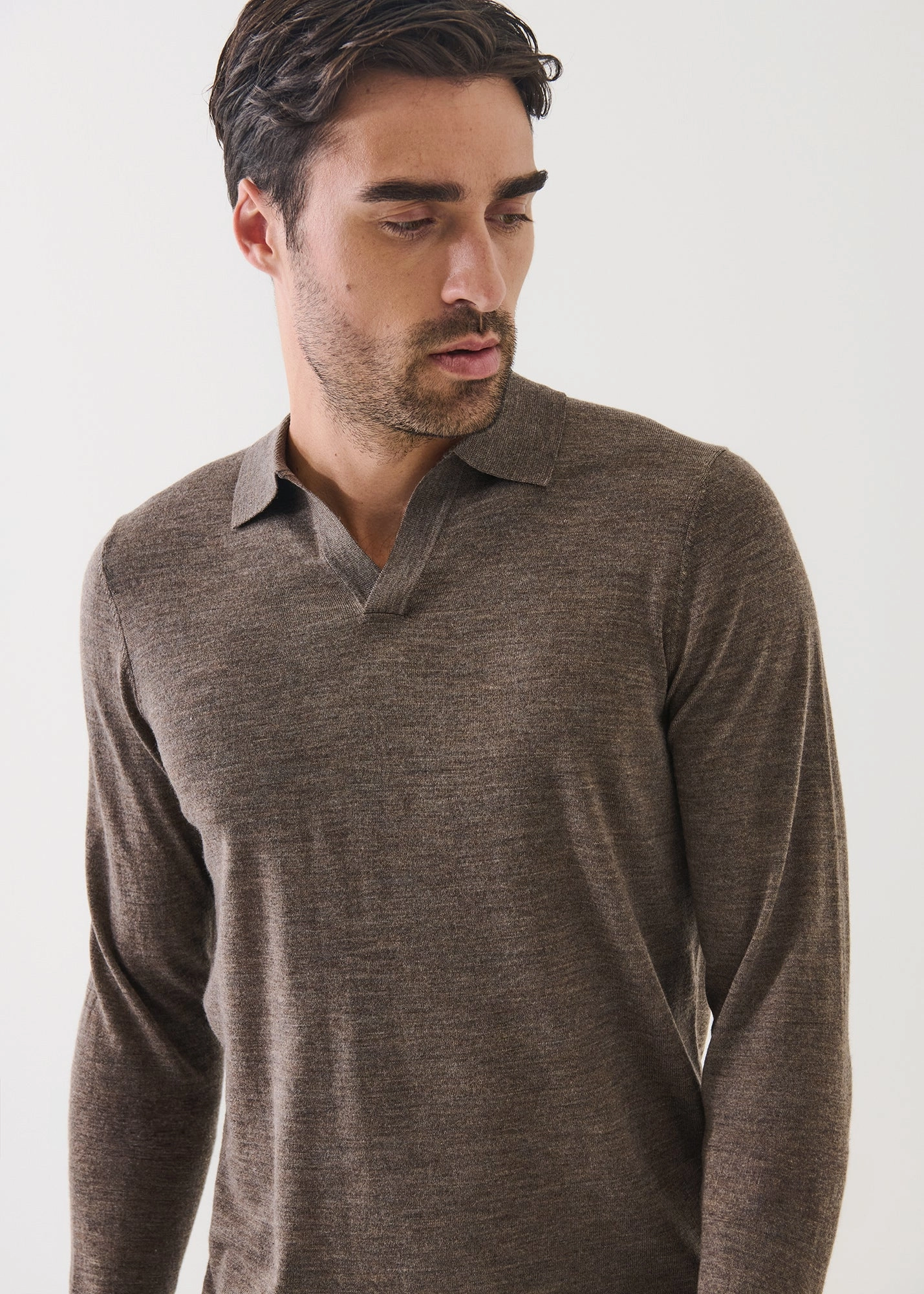 14GG XFINE MERINO OPEN COLLAR POLO Light Fit