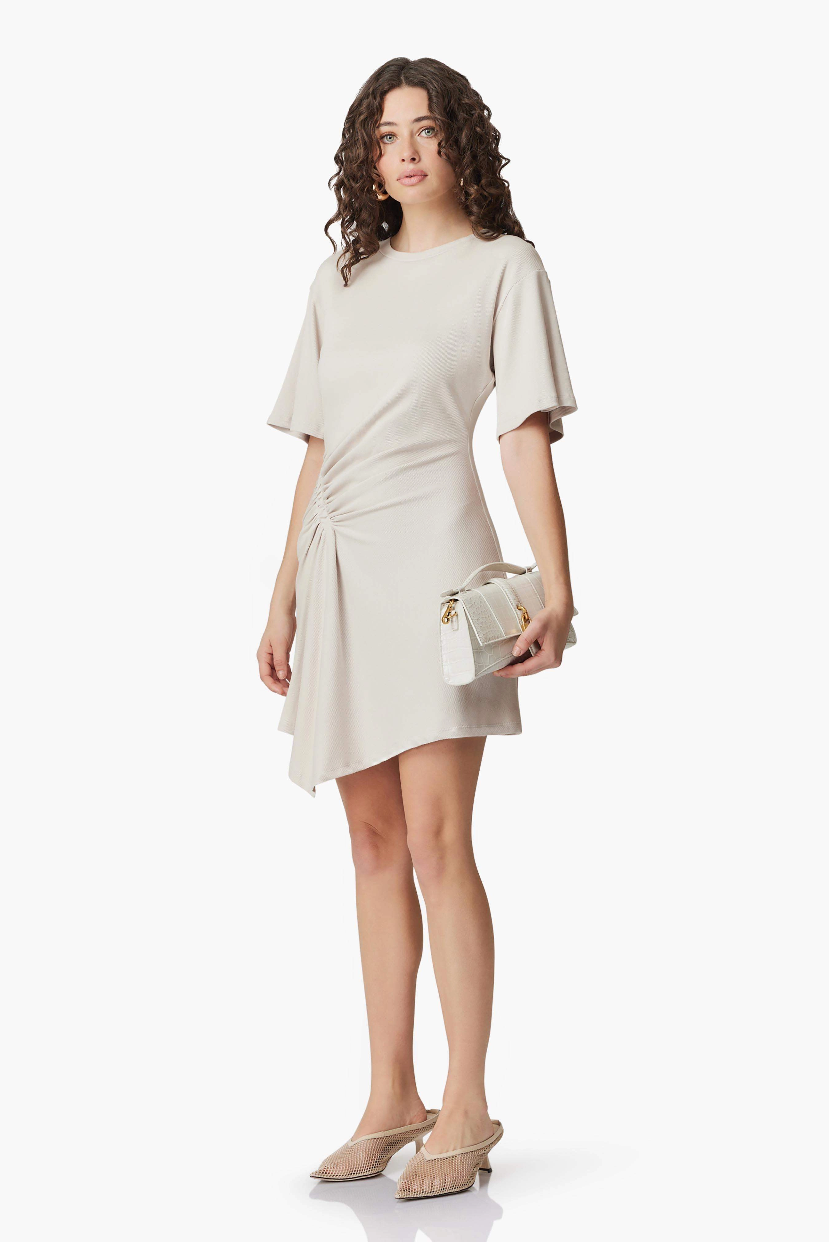 CURAAE Aitana Mini Dress in White Satin Glow Smart Comfort