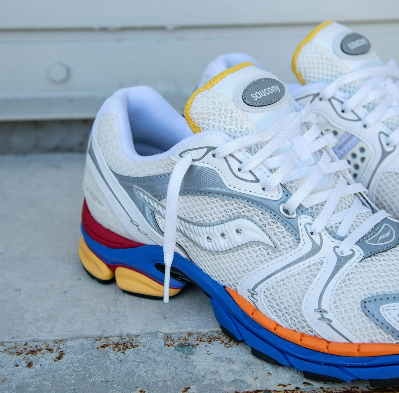 Neutral Style Mens Saucony ProGrid Triumph 4  Galaxy (White/Multi)