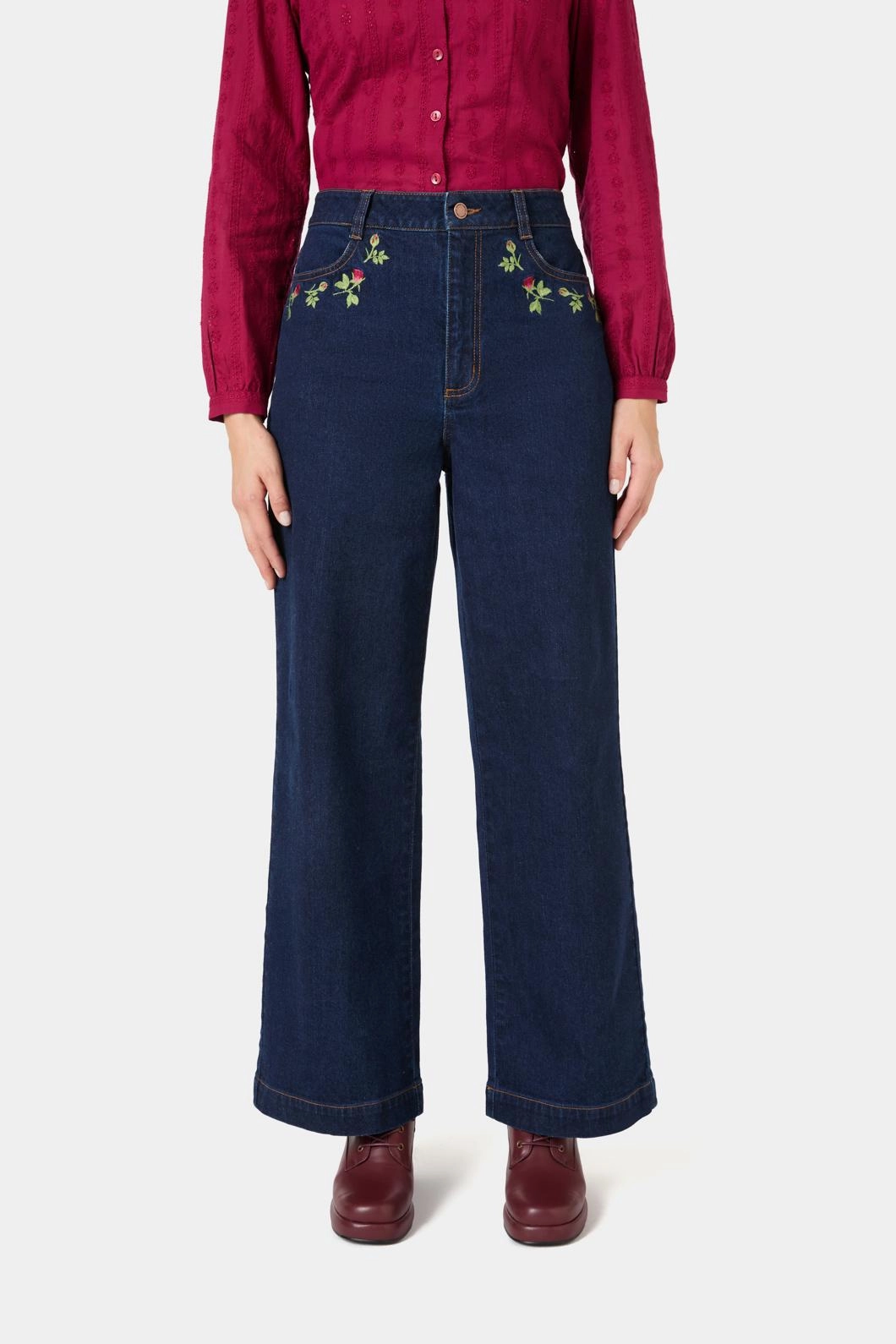 Rose Bud Embroidered Jean Essential Comfort