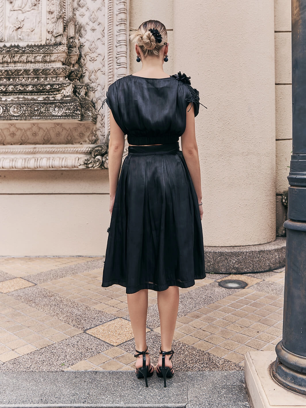 Vibrant Hue Blake Organza Applique Floral Skirt