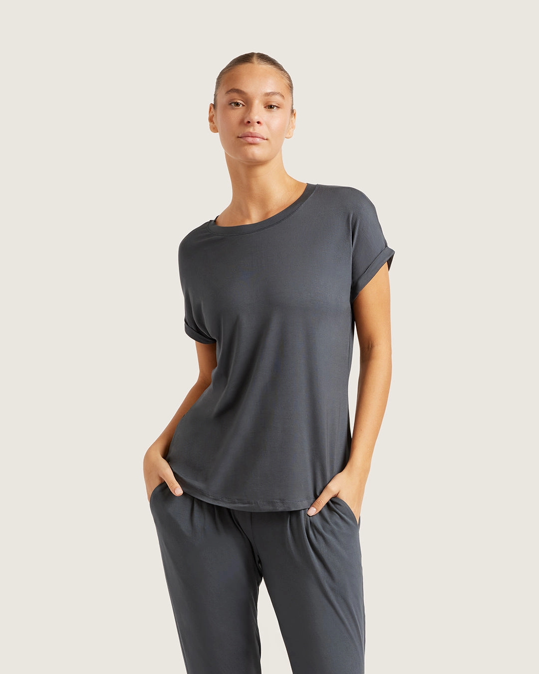Spirit Glow Luxury Touch Downtime Lounge Top - Storm