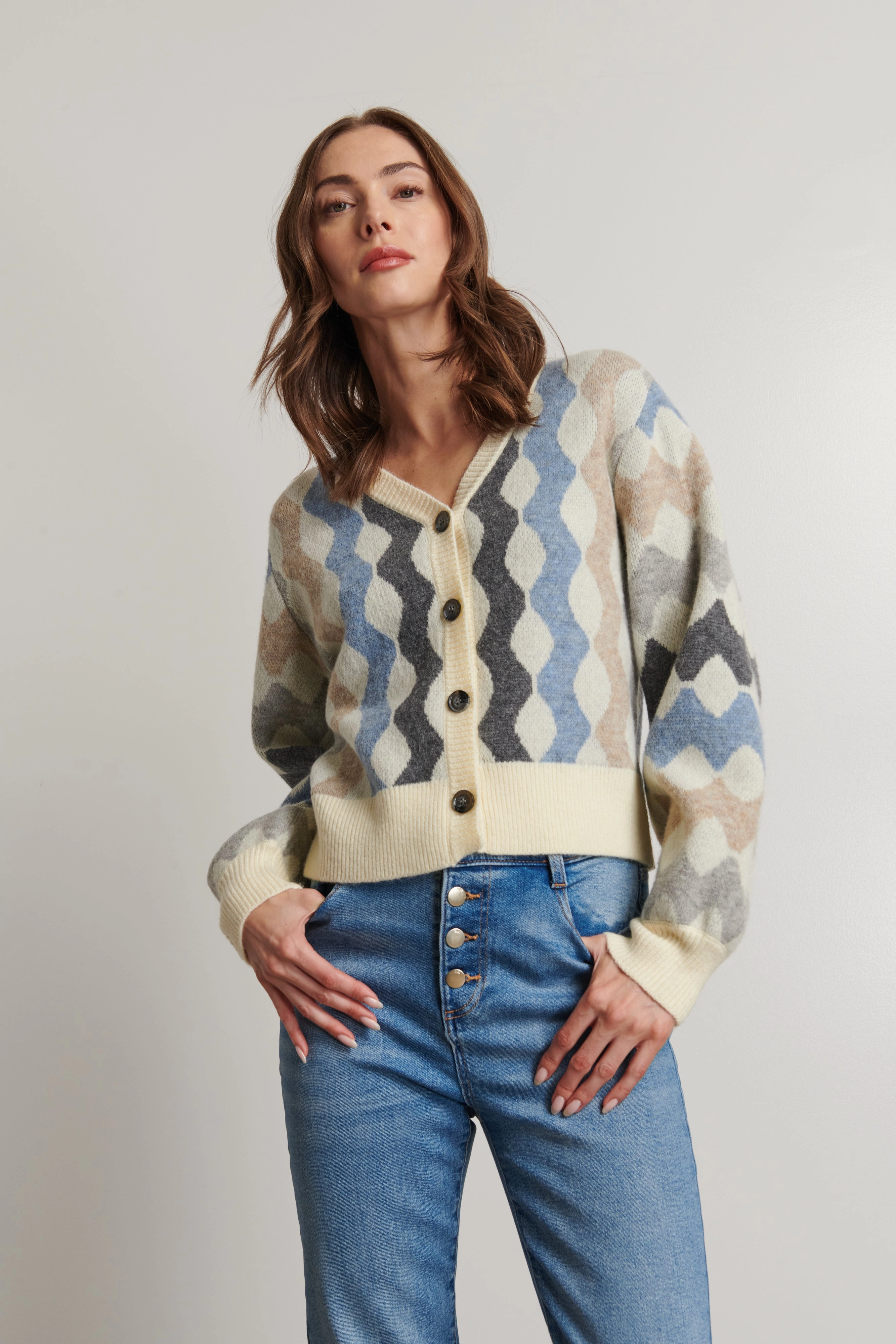 DARCIE WAVE STRIPE CARDIGAN Cozy Jacket
