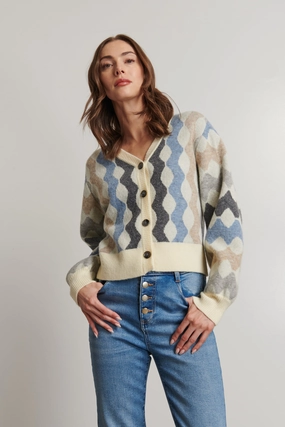 DARCIE WAVE STRIPE CARDIGAN Cozy Jacket