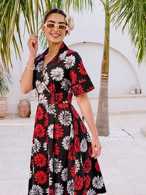 Compressible Alabama Floral Flare Dress