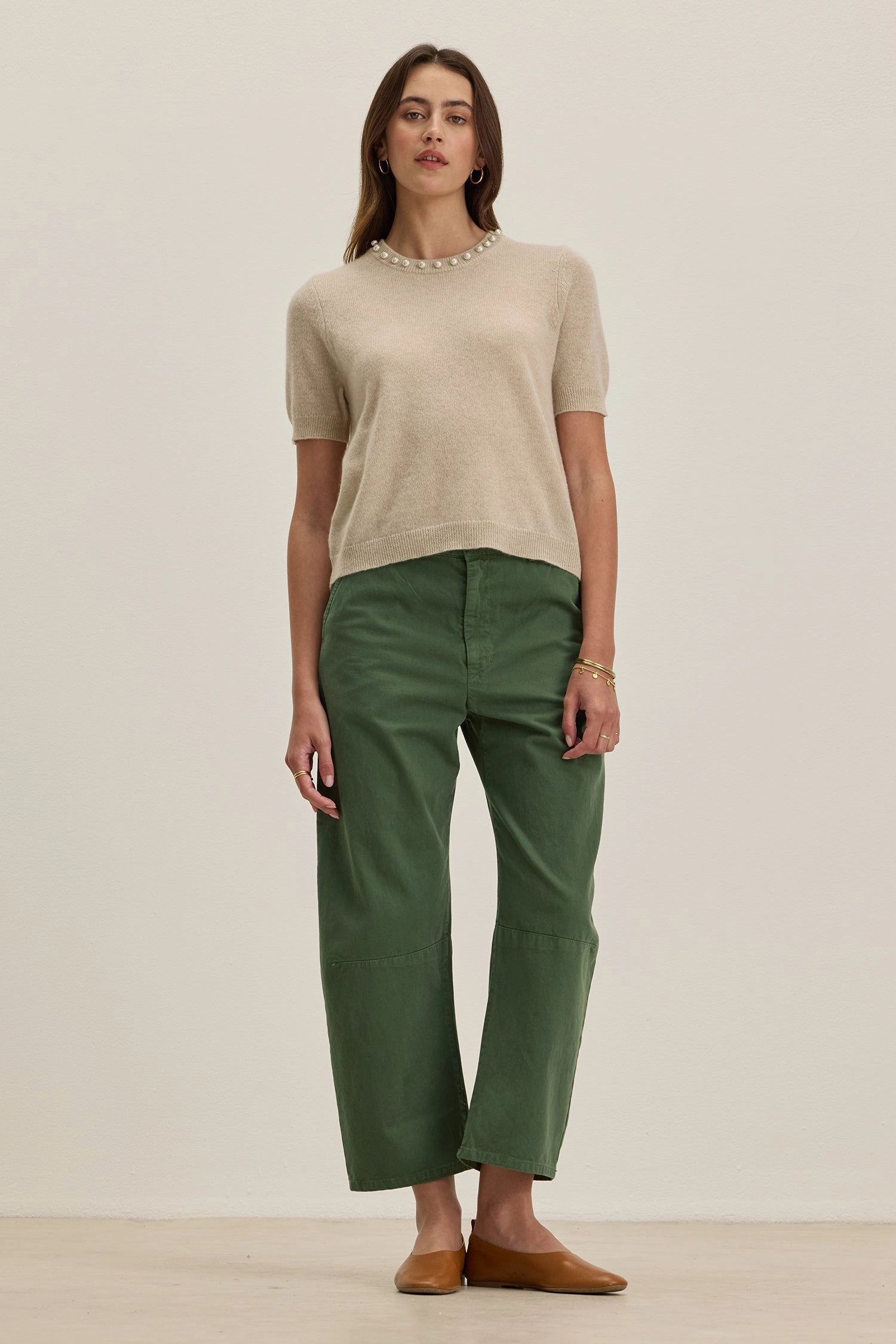DoubleLayered Structure ZeroWasteProduction ALEXIS TWILL PANT WITH DARTED KNEE