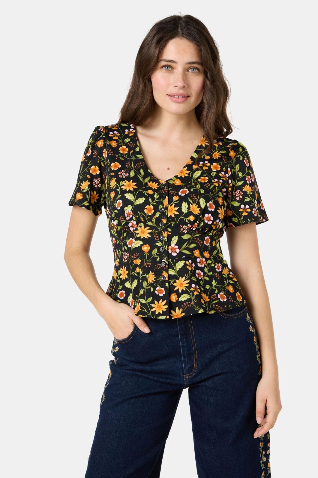 NonRestrictive Fit Alyssa Floral Peplum Top