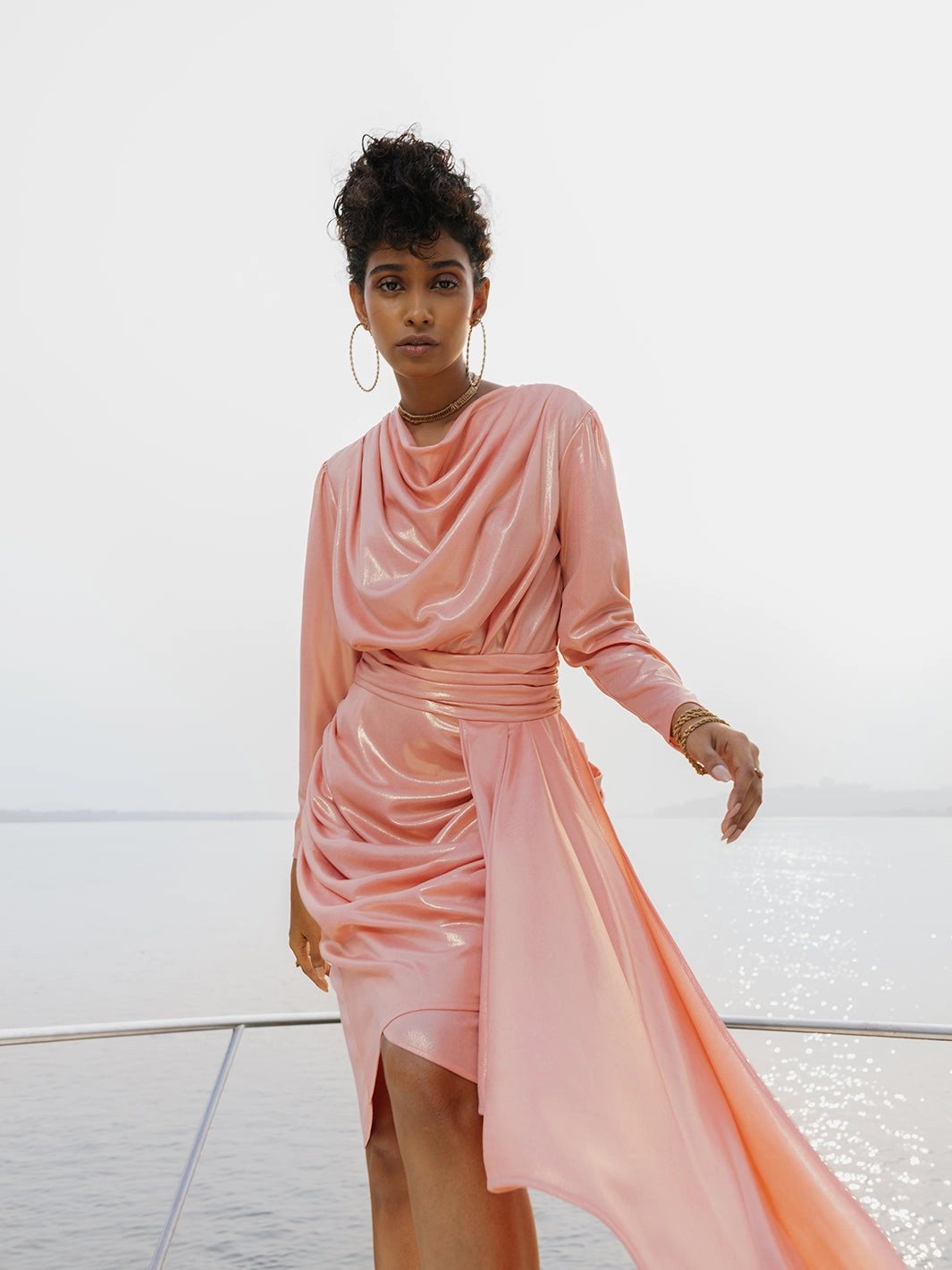 Texture Softness Vintage-Inspired Amalfi Drape Dress