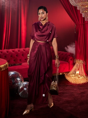 Practical work-to-play piece Amoura Satin Embellished  Coord set