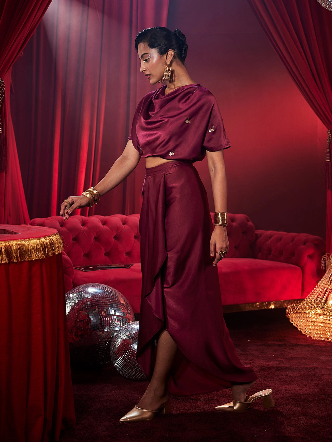 Amoura Satin Embellished  Coord set Classic Comfort Cool Comfort