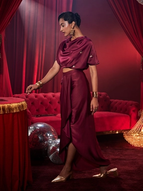 Amoura Satin Embellished Top Elegant Charm