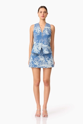 Anneliese Denim Set in Blue Fluid Fabric Polished Finish