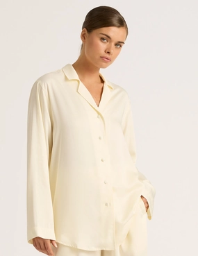 Vegan Silk Long Sleeve Shirt - Pearl PunctureResistant Fabric Chic Fit
