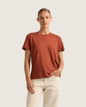 Dad Core Women's Classic Crew Neck T-Shirt - Rust