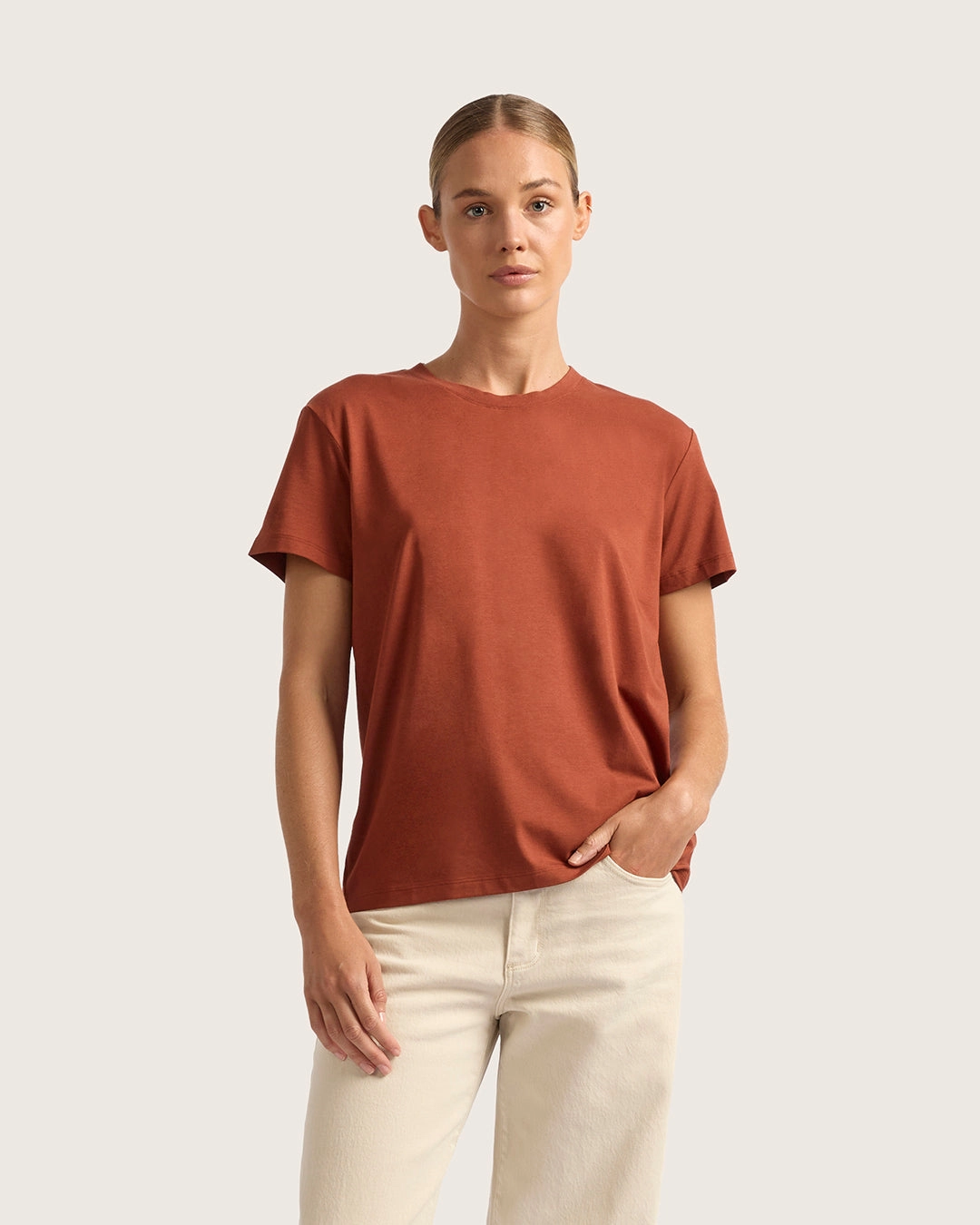 Dad Core Women's Classic Crew Neck T-Shirt - Rust