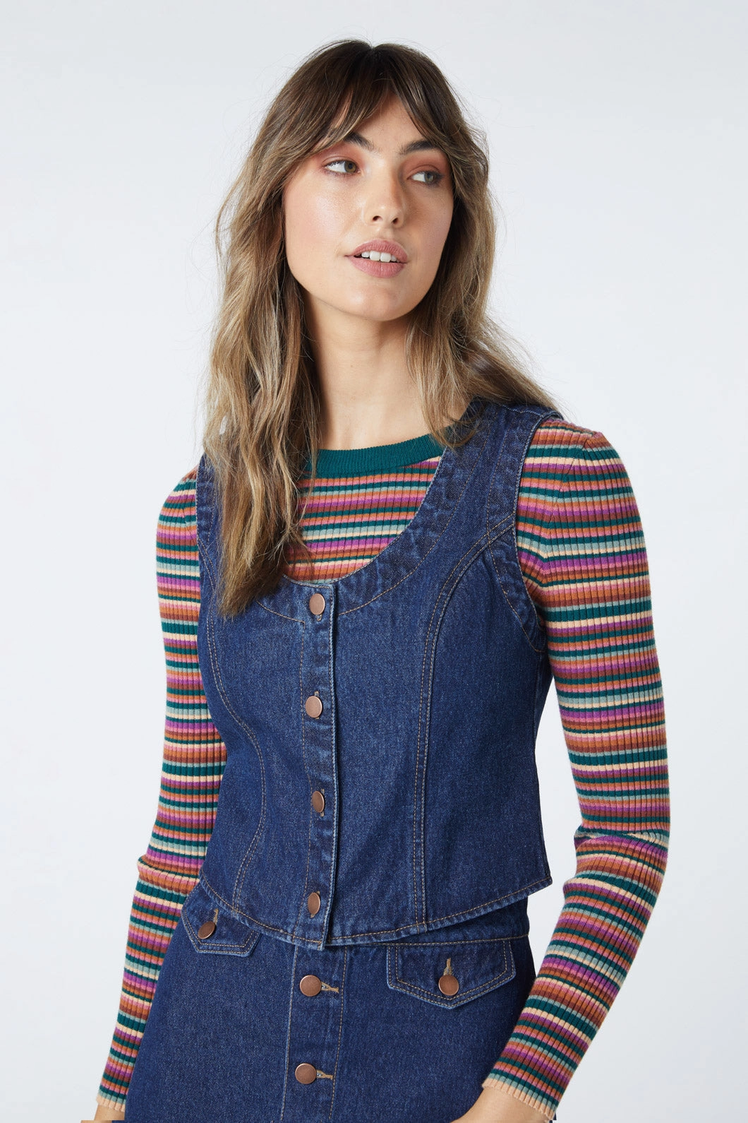 Quilted Pattern April Denim Vest