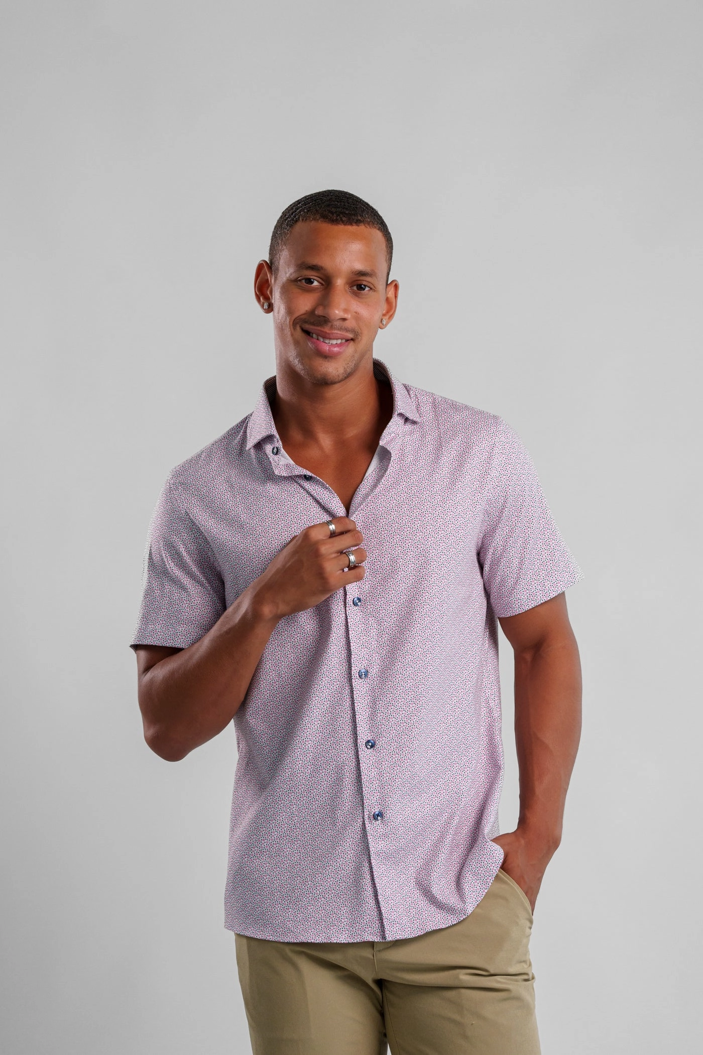 VentilatedKnit ARTISANAL DITSY FLORAL SHORT SLEEVE SHIRT