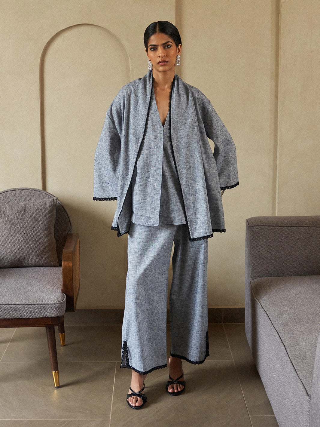 Flexible Fabric Ash Three Piece Co-ord Set