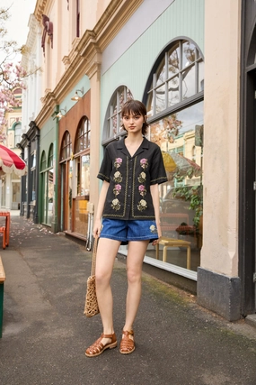 Astrid Rose Embroidered Shirt All Season Wear Fabric Seamless construction