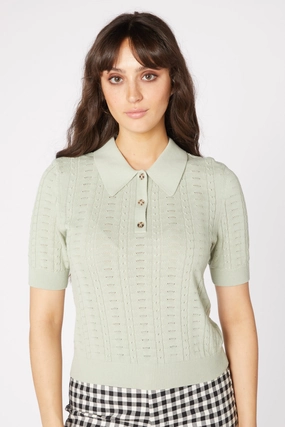 AbrasionResistant Finish Wrinkle Resistant Texture Polo Knit Top