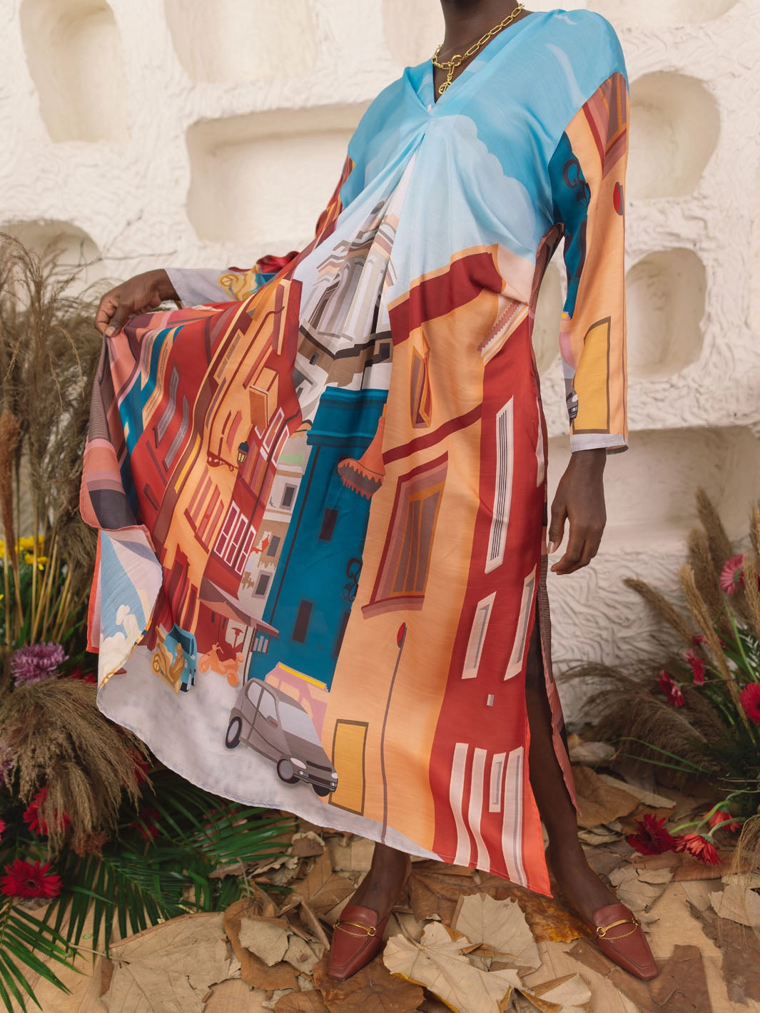 Augustus Long Dress Bright Accent Minimalist Style