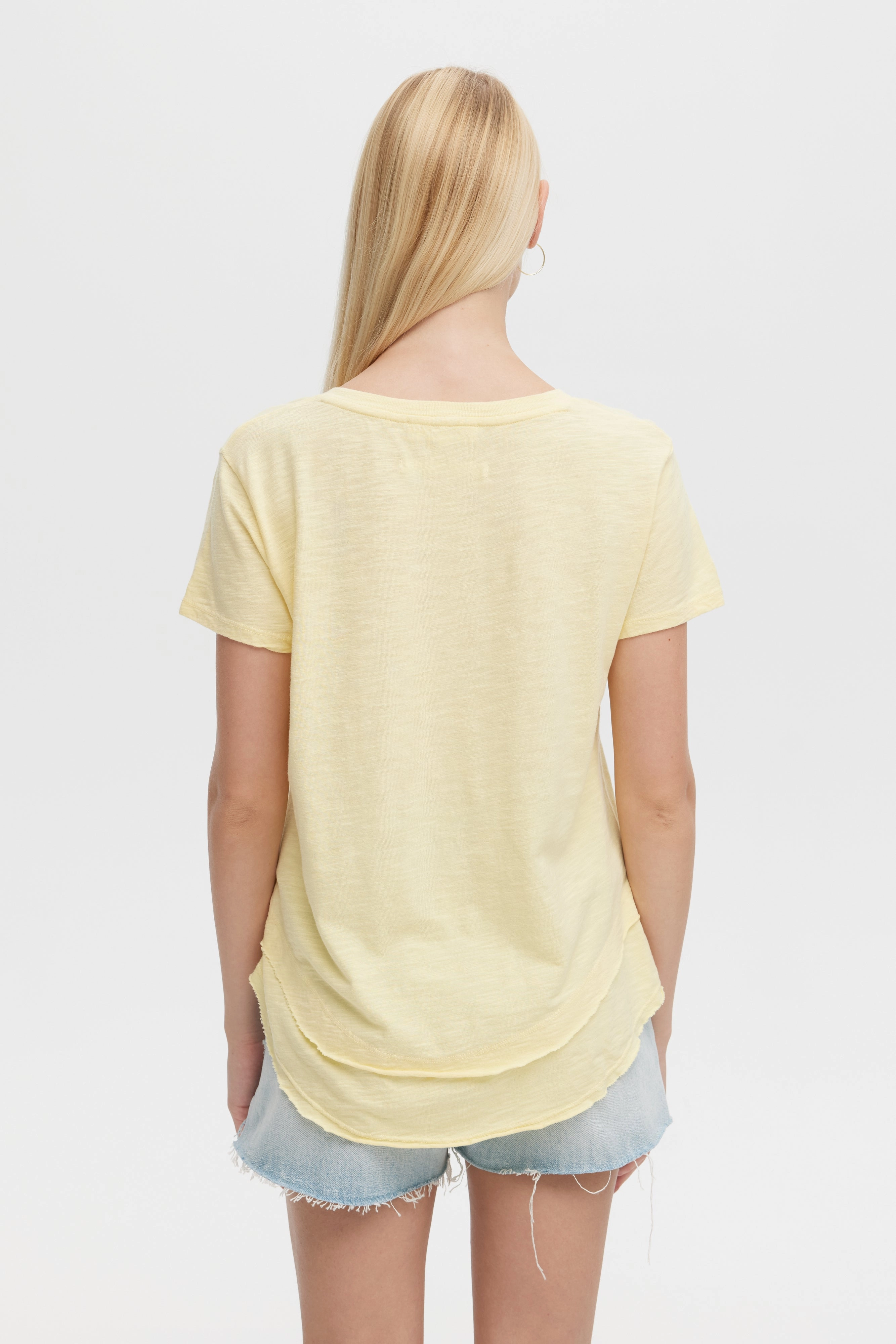Cozy Layer Layered Hem Details AVA V-NECK MOCK LAYER TEE
