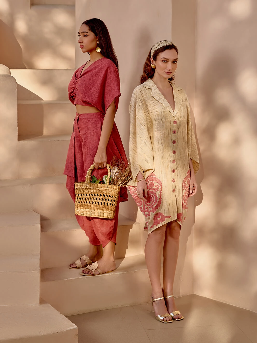 Baku Linen Pant Lace Accent Flattering Shape Wear