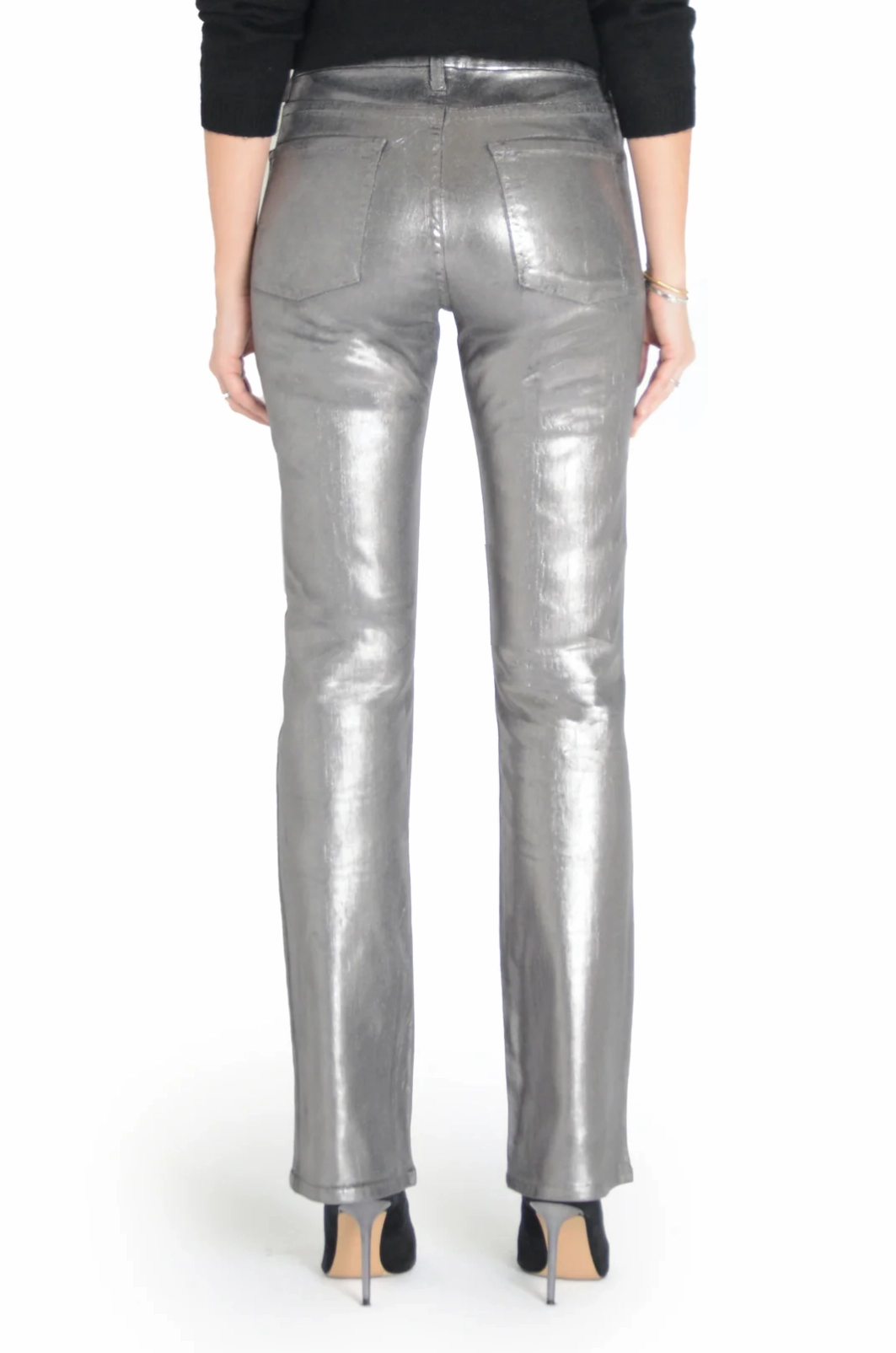 KORA BOOTCUT IN GUNMETAL FOIL Plain style Classic Autumn Days Adult Fashion