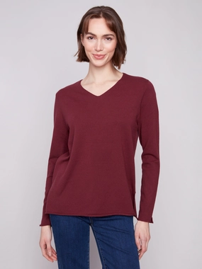 Basic V-Neck Sweater - Cabernet Outdoor - wear