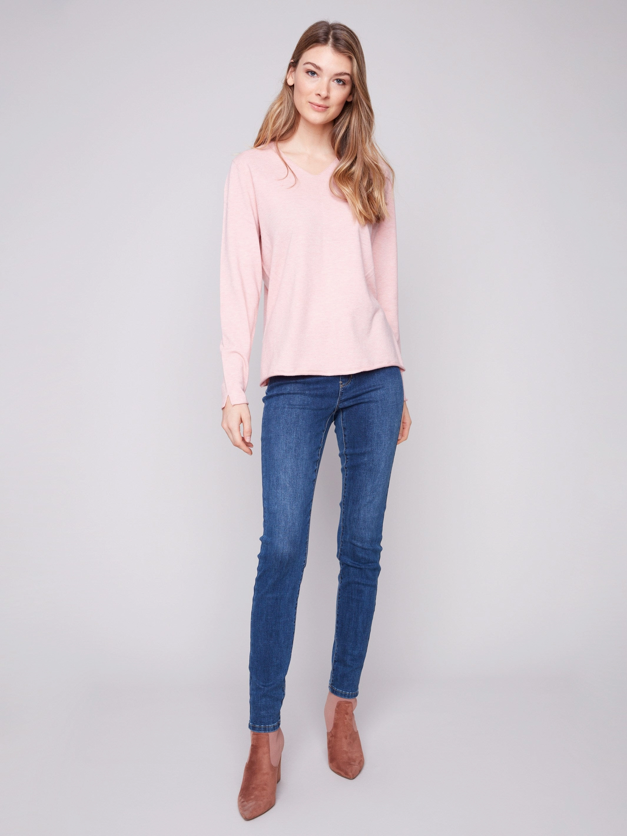 Generic brand Weekend - wear Basic V-Neck Sweater - Heather Ballet