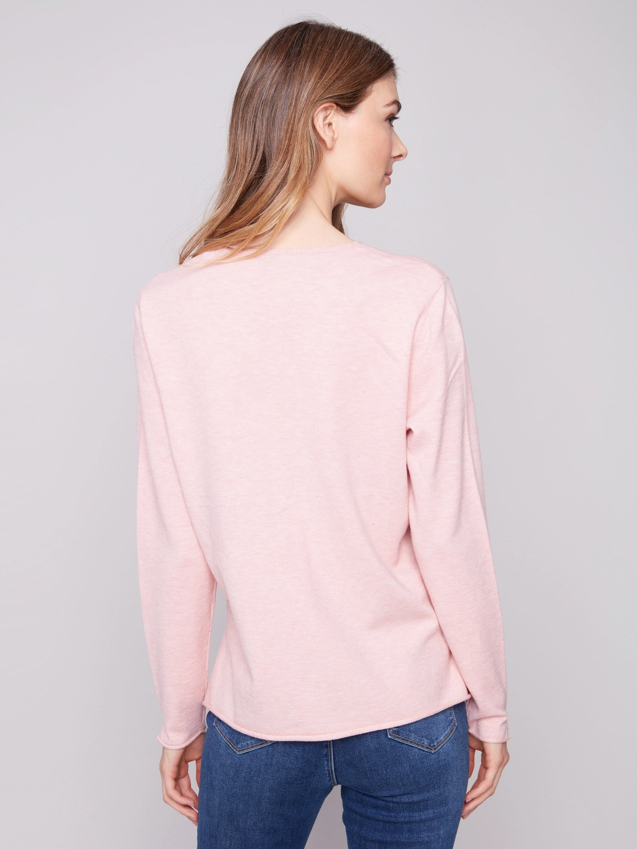 Basic V-Neck Sweater - Heather Ballet Multicolored