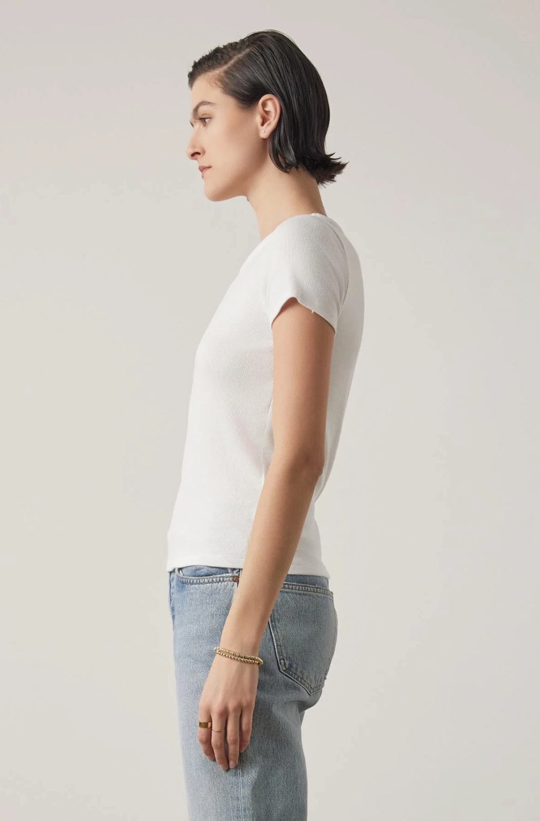 BEDFORD MODAL RIB SCOOP NECK SHORT SLEEVE TOP MatteFinishTexture