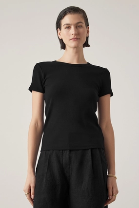 BEDFORD MODAL RIB SCOOP NECK SHORT SLEEVE TOP Casual Fit