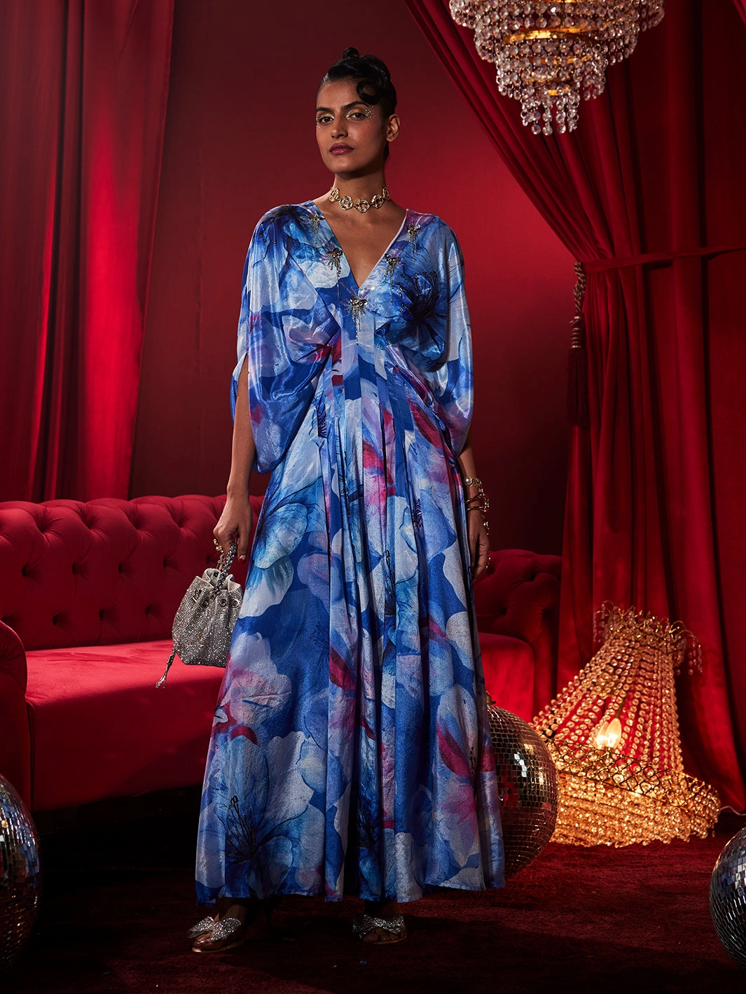 Flowing Layers Gathered-Detail Bellezza  Floral Jumpsuit