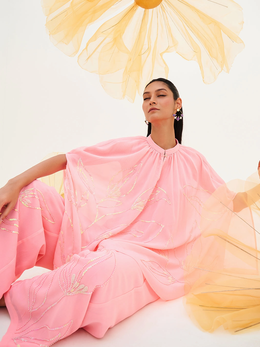 Peachiose Embroidered Kaftan with Pants Set Travel Friendly