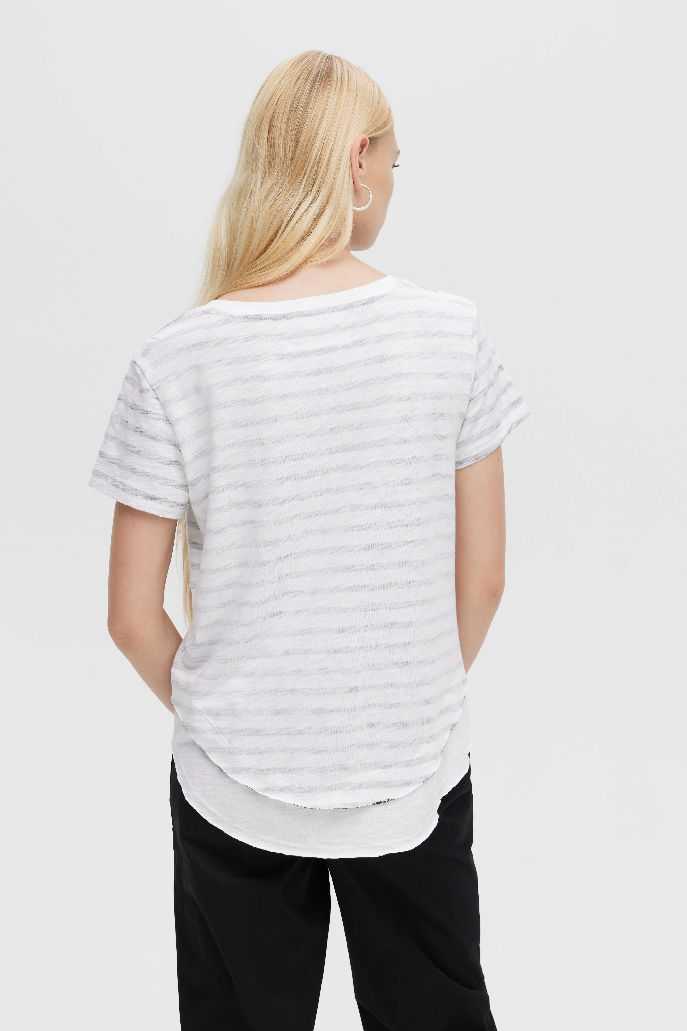 Fearless Mode AVA STRIPED V-NECK MOCK LAYER TEE