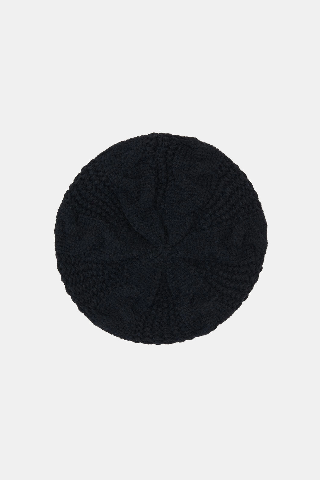 Simple Look Black Cable Knit Beret