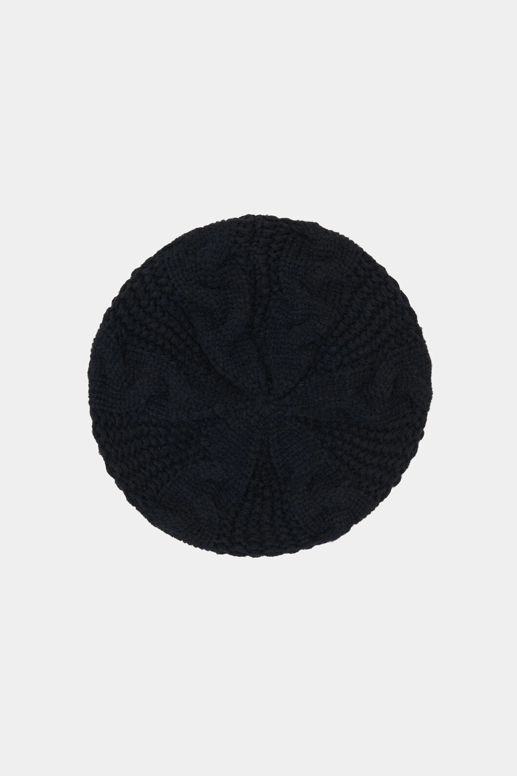 Black Cable Knit Beret High Density Weave Breathable Comfort Fit