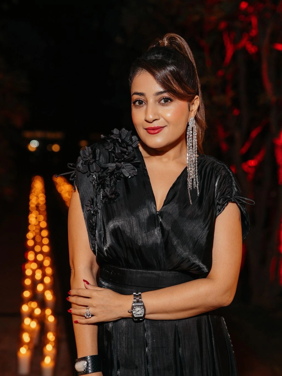 Blake Organza Applique Floral Top Anytime Fit Sleeve Light