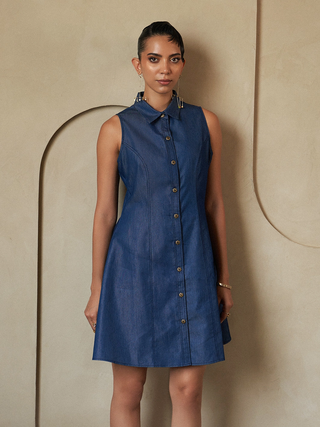 Blue Bella Denim Mini Dress Eye Catching