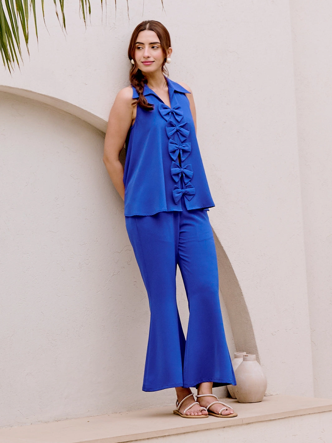 Blue Bow Bell Formal Top Clean Tone