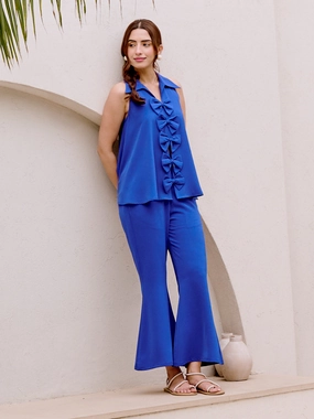 Blue Bow Bell Formal Top Clean Tone