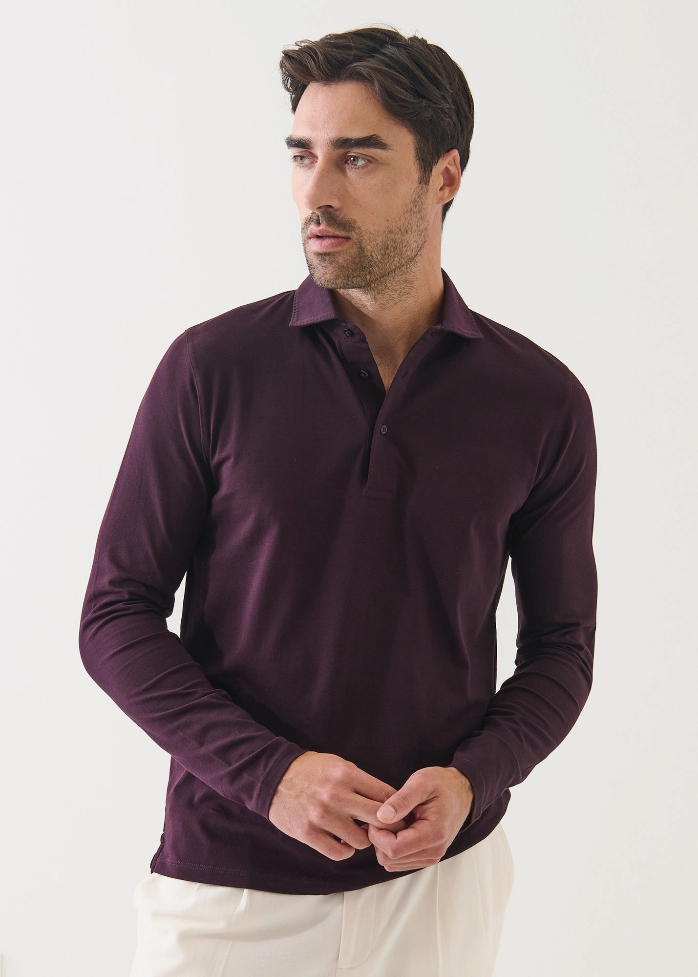 LowMaintenance LONG SLEEVE ICONIC PIMA STRETCH POLO