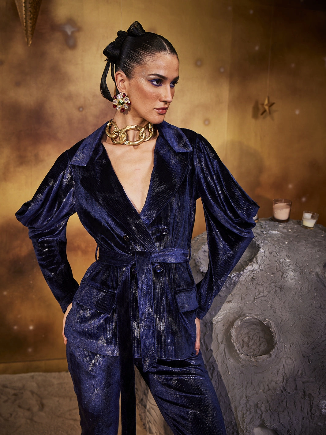 Peplum-Style VELVET WHISPER PANT