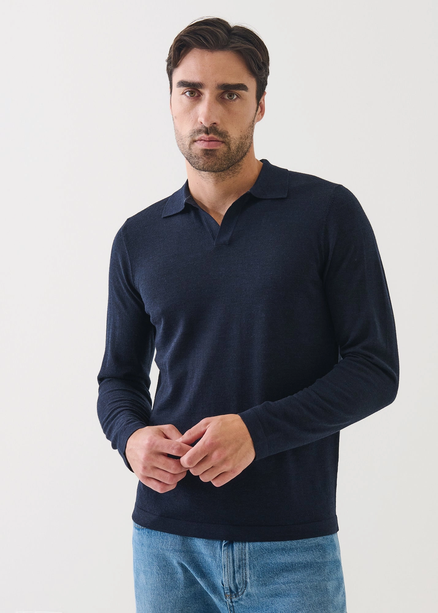 14GG XFINE MERINO OPEN COLLAR POLO Breathable Hoodie