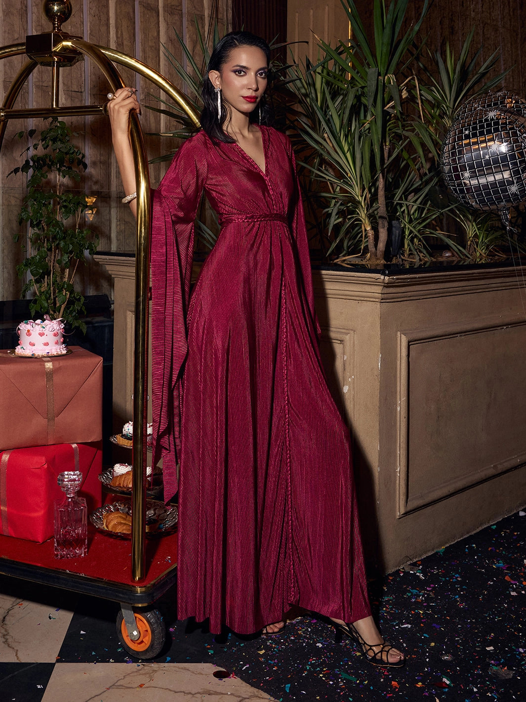 Braided Scarlet Partywear Gown Autumn Look