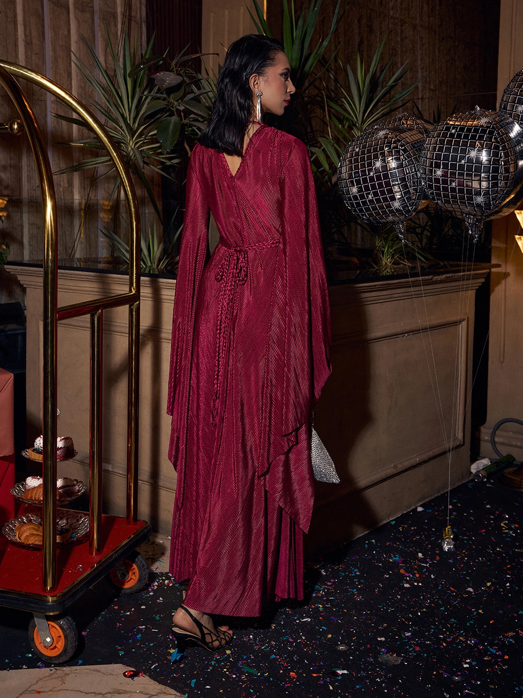 Elegant Appearance Braided Scarlet Partywear Gown