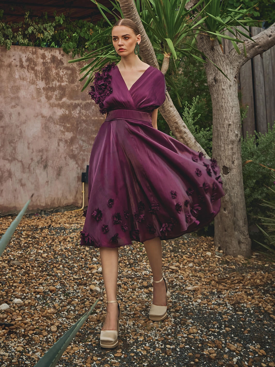 Natural Feel Vanessa Organza Applique Floral Dress