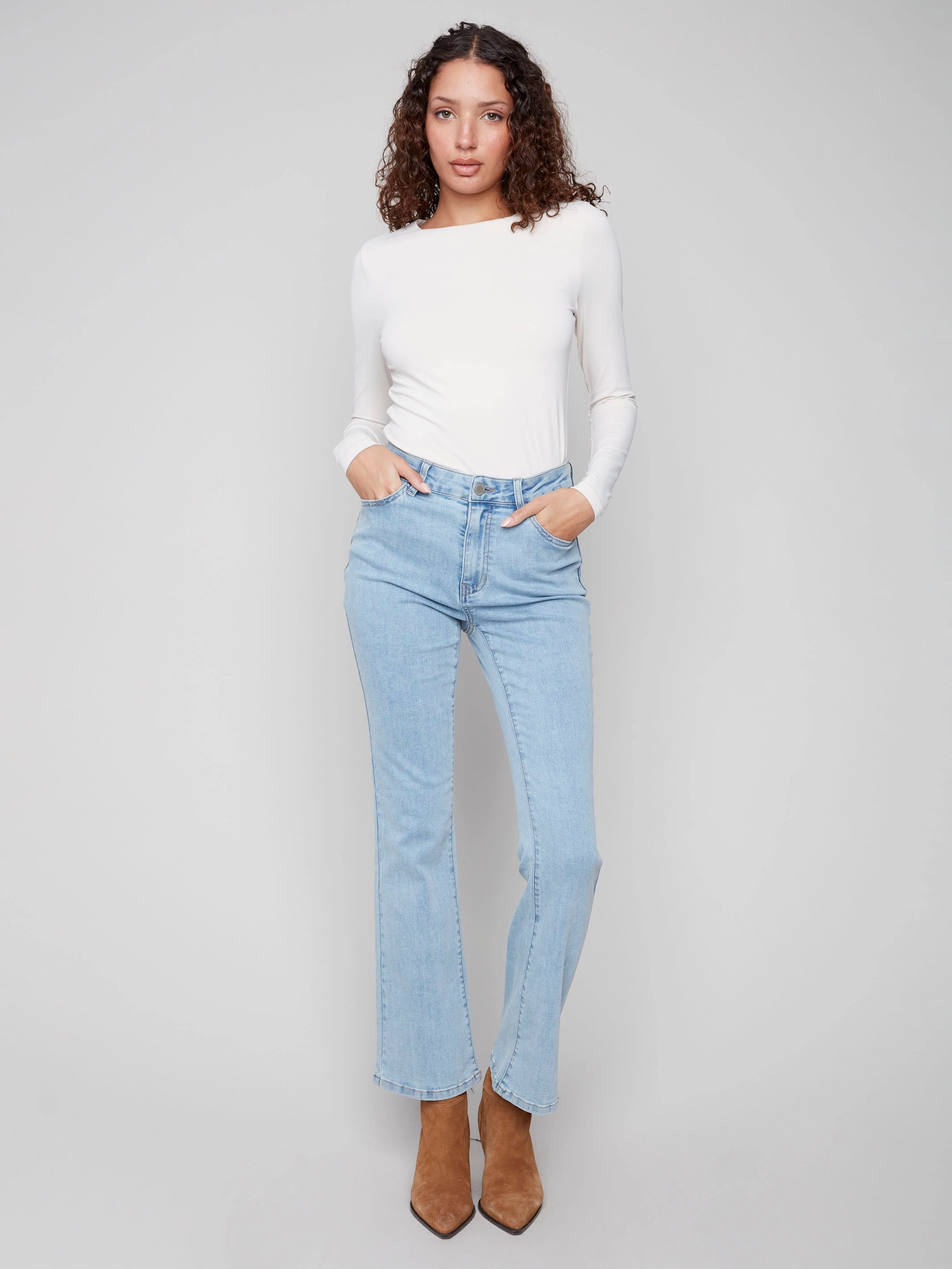 Classic Cut Active Touch Celine Flare Leg Jeans - Light Blue